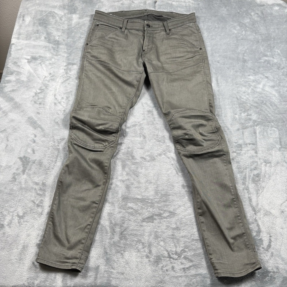G-STAR 5620 3D Super Slim Coj Jeans Men's 36x32 Olive Denim Zip Fly Stretch - Picture 4 of 8